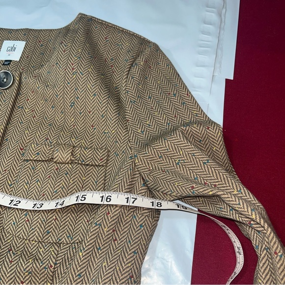 CAbi Penny Herringbone SPECKLED JACKET Button Blazer 3170 Bow pockets Round Neck - Picture 7 of 16
